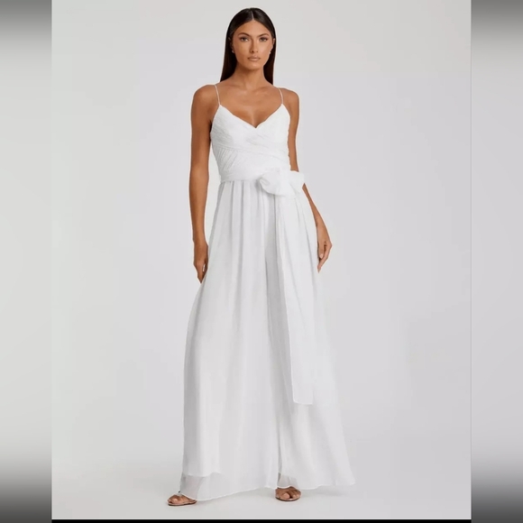 Mac Duggal Dresses & Skirts - Mac Duggal NWT Flowy Faux Wrap Jumpsuit in White